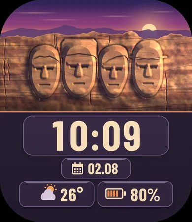 Carved Cliff Faces Monument Dusk
