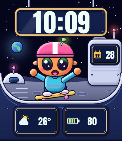Chibi Alien Skater Halfpipe Moonbase