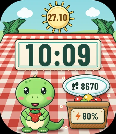 Chibi Baby Dino Picnic Fern Meadow