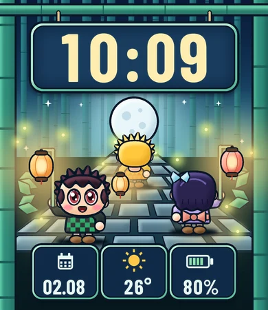 Chibi Bamboo Grove Moonlit Lanterns Kids