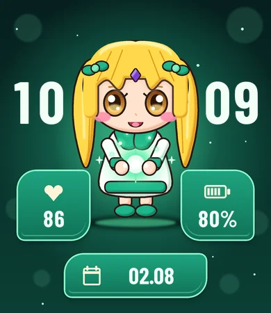 Chibi Blonde Twin Tail Medic Green Glow