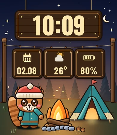 Chibi Camper Squirrel Tent Campfire
