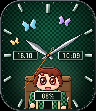 Chibi Checkered Haori Boy Evergreen Analog