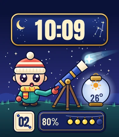 Chibi Comet Kid Telescope Hilltop Night