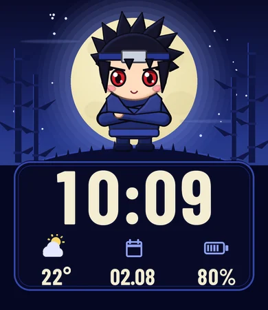 Chibi Dark Hair Rival Red Eyes Moon