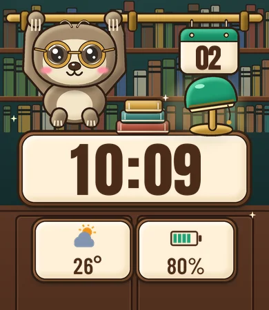 Chibi Librarian Sloth Bookshelves Lamp