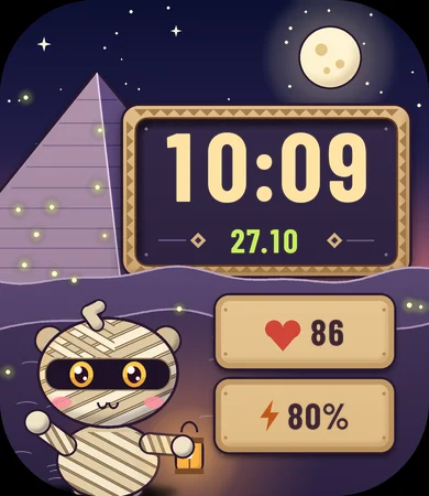 Chibi Mummy Bandage Desert Pyramid Night