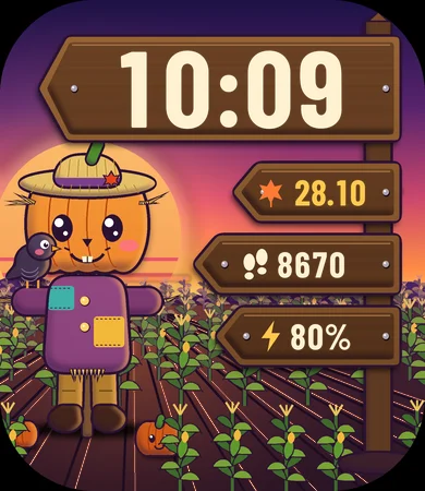 Chibi Pumpkin Scarecrow Field Dusk