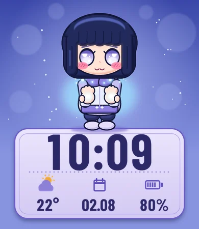 Chibi Shy Pale Eyed Girl Blue Chakra Palms