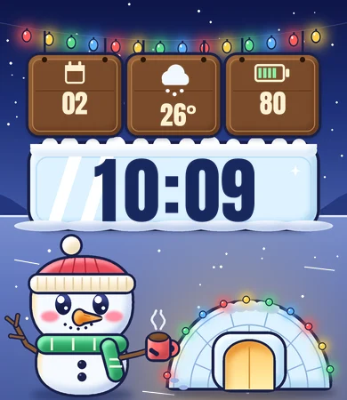 Chibi Snowman Living Igloo Lights Night