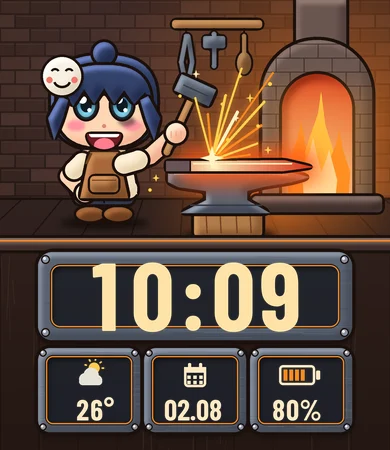 Chibi Swordsmith Forge Sparks Glow