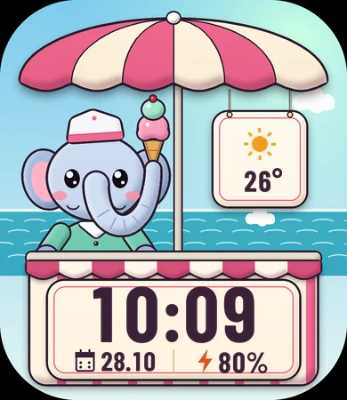 Chibi Vendor Elephant Ice Cream Cart