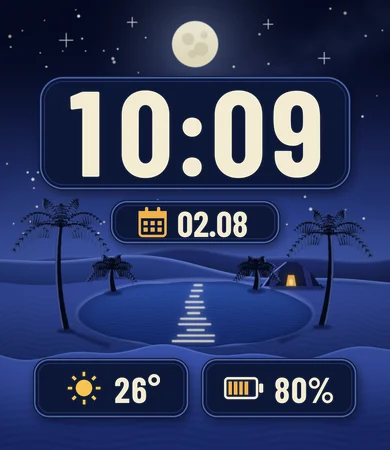 Desert Oasis Palms Night