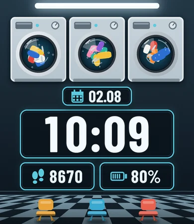 Laundromat Machines Row Night