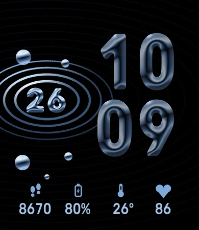 Liquid Chrome Numerals Black