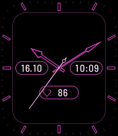 Neon Outline Arrow Hands Magenta Analog Black