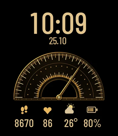 Protractor Arcs Ticks Brass Black