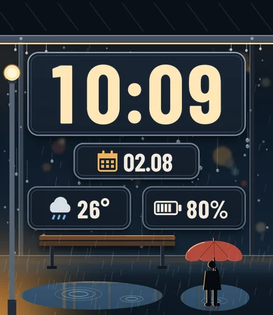 Rainy Bus Stop Night