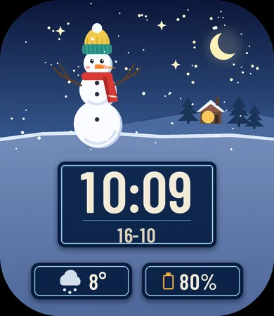 Snowman Winter Night