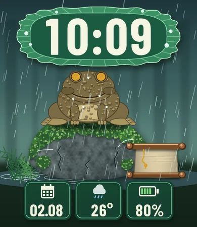 Toad Boulder Scroll Mossy Rain