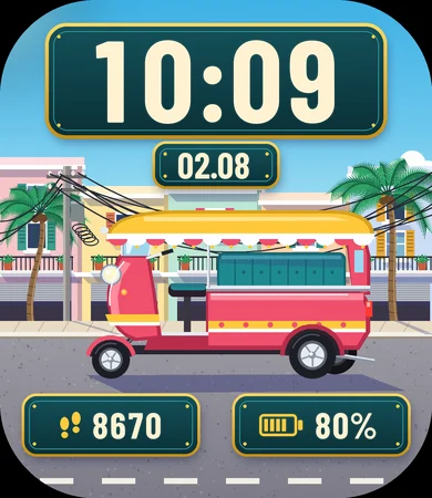 Tuk-Tuk Tropical Street Day